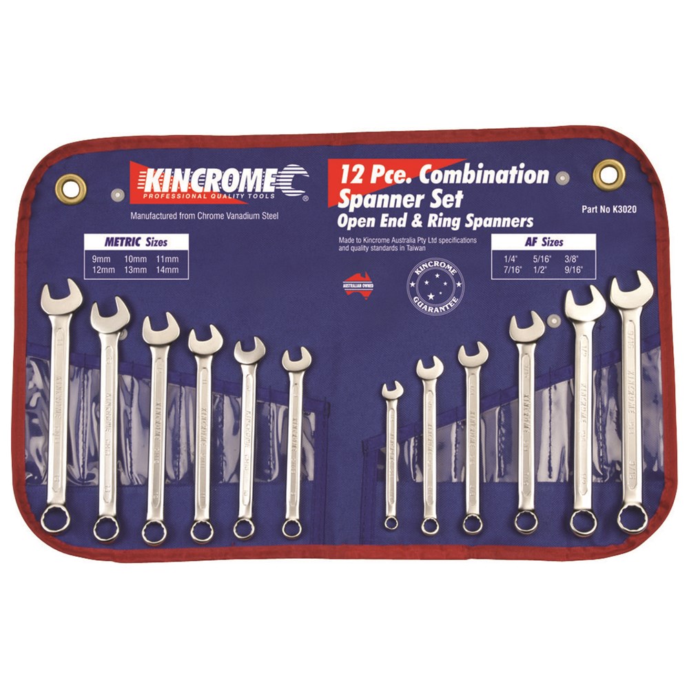 KINCROME SPANNER SET COMBO 12PC AF/M